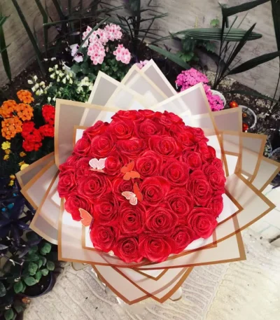 دسته گل رز روبانی فول شاین تهران