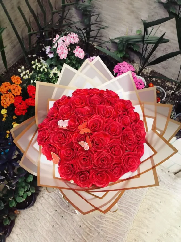دسته گل رز روبانی فول شاین تهران