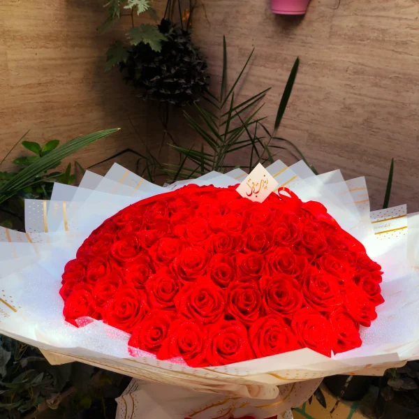 دسته گل روبانی صد شاخه مصنوعی لاکچری بلند