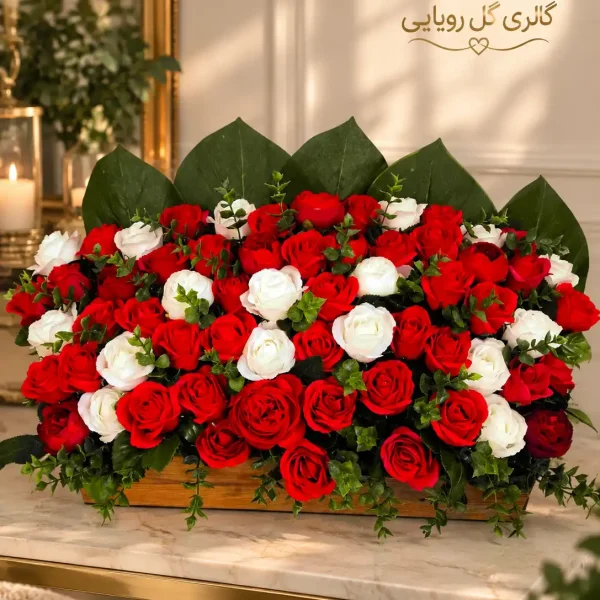 باکس گل مصنوعی رز و پیونی