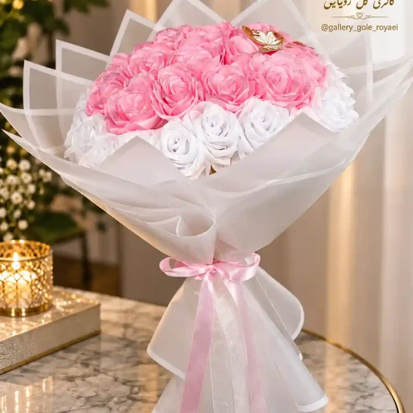 دسته گل مصنوعی۳۵ شاخه روبانی با رنگ دلخواه